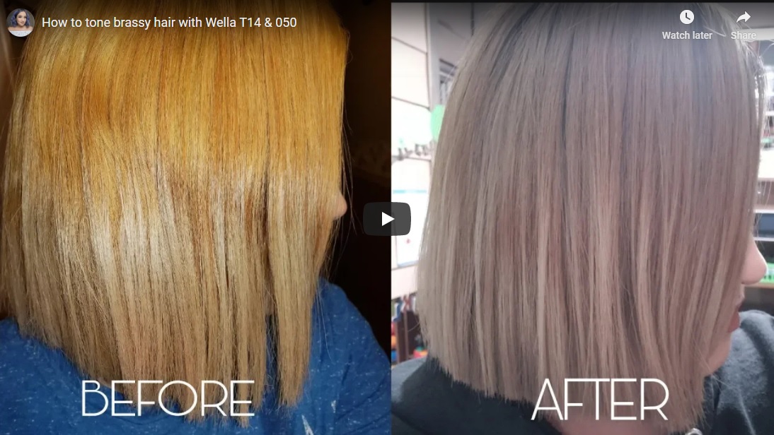How To Tone Brassy Hair With Wella T14 And 050